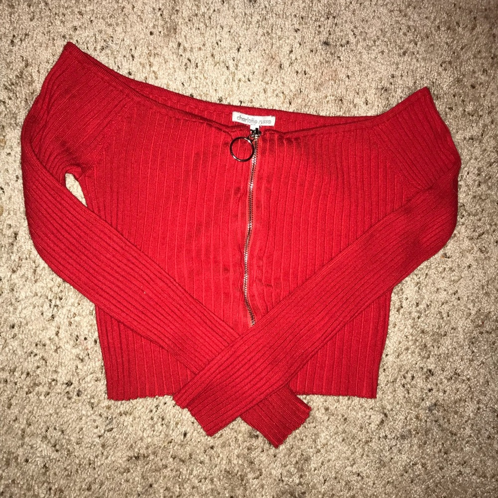 Off The Shoulder Red Crop Top